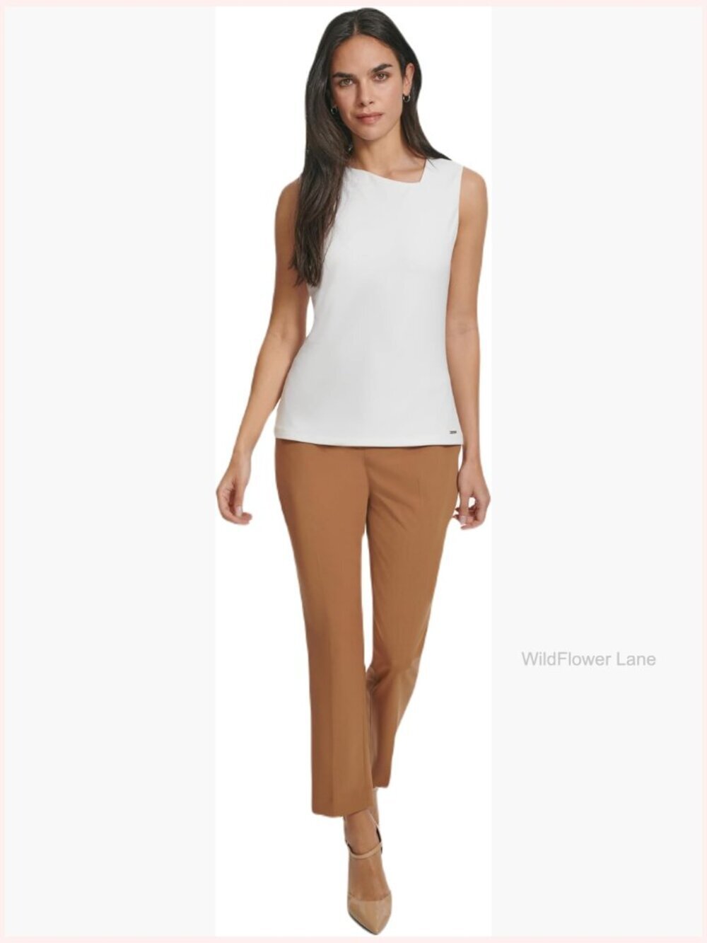 Sleeveless Asymmetrical V-Neck Blouse Woven Top Stretch